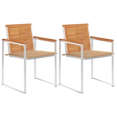 Sillas de jardín con cojines 2 uds madera maciza acacia y acero de , Sillas de jardín - Ref: Foro24-3061491, Precio: 264,14 €...
