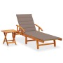 Tumbona de jardín con mesa y cojín madera maciza de acacia de , Tumbonas - Ref: Foro24-3061625, Precio: 246,96 €, Descuento: %