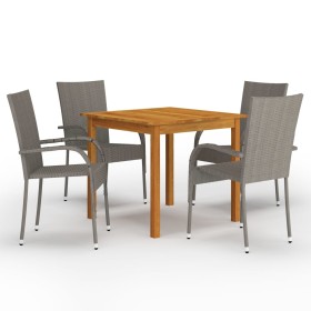 Juego de comedor para jardín 5 piezas gris de vidaXL, Conjuntos de jardín - Ref: Foro24-3067694, Precio: 301,47 €, Descuento: %