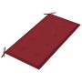 Banco de jardín madera maciza teca con cojín rojo tinto 112 cm de , Bancos de jardín - Ref: Foro24-3062658, Precio: 157,59 €,...