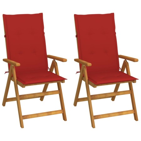 Sillas de jardín reclinables 2 uds madera maciza acacia cojines de , Sillas de jardín - Ref: Foro24-3064065, Precio: 179,77 €...