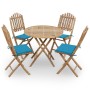 Set de comedor exterior plegable 5 piezas con cojines bambú de , Conjuntos de jardín - Ref: Foro24-3063964, Precio: 263,49 €,...