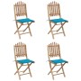 Set de comedor exterior plegable 5 piezas con cojines bambú de , Conjuntos de jardín - Ref: Foro24-3063964, Precio: 263,49 €,...