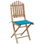 Set de comedor exterior plegable 5 piezas con cojines bambú de , Conjuntos de jardín - Ref: Foro24-3063964, Precio: 263,49 €,...