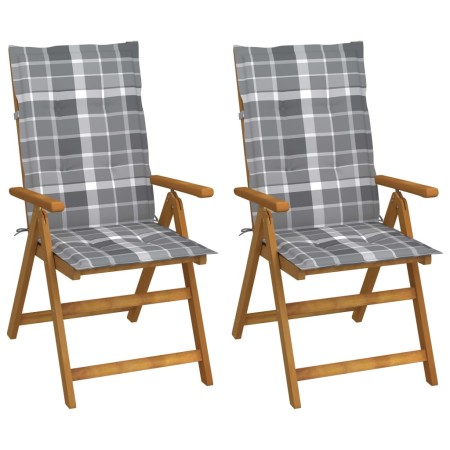 Sillas de jardín reclinables 2 uds madera maciza acacia cojines de , Sillas de jardín - Ref: Foro24-3064073, Precio: 172,67 €...