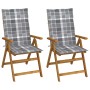 Sillas de jardín reclinables 2 uds madera maciza acacia cojines de , Sillas de jardín - Ref: Foro24-3064073, Precio: 172,67 €...