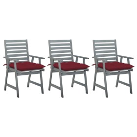 Sillas comedor de jardín 3 uds madera maciza acacia y cojines de , Sillas de jardín - Ref: Foro24-3064452, Precio: 296,22 €, ...