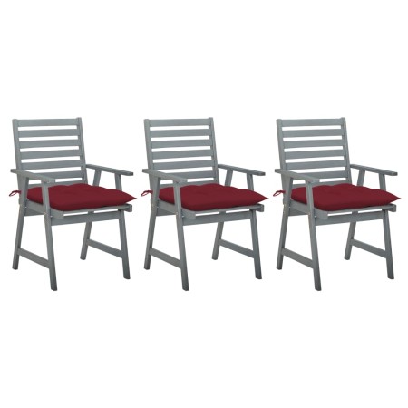 Sillas comedor de jardín 3 uds madera maciza acacia y cojines de , Sillas de jardín - Ref: Foro24-3064452, Precio: 296,22 €, ...