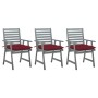 Sillas comedor de jardín 3 uds madera maciza acacia y cojines de , Sillas de jardín - Ref: Foro24-3064452, Precio: 296,22 €, ...