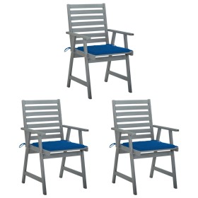 Sillas comedor de jardín 3 uds madera maciza acacia y cojines de , Sillas de jardín - Ref: Foro24-3064438, Precio: 289,95 €, ...