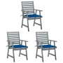 Sillas comedor de jardín 3 uds madera maciza acacia y cojines de , Sillas de jardín - Ref: Foro24-3064438, Precio: 289,95 €, ...