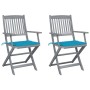Sillas de jardín plegables 2 uds cojines madera maciza acacia de , Sillas de jardín - Ref: Foro24-3064486, Precio: 119,51 €, ...
