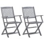 Sillas de jardín plegables 2 uds cojines madera maciza acacia de , Sillas de jardín - Ref: Foro24-3064486, Precio: 119,51 €, ...