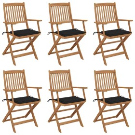 Sillas de jardín plegables 6 uds y cojines madera maciza acacia de , Sillas de jardín - Ref: Foro24-3065468, Precio: 391,50 €...