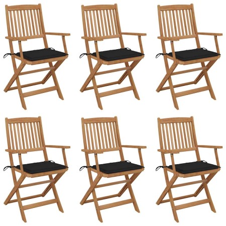 Sillas de jardín plegables 6 uds y cojines madera maciza acacia de , Sillas de jardín - Ref: Foro24-3065468, Precio: 391,50 €...