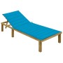 Tumbona con cojín azul madera de pino impregnada de , Tumbonas - Ref: Foro24-3065823, Precio: 119,77 €, Descuento: %
