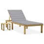 Tumbona de jardín con mesa y cojín de madera de pino impregnada de , Tumbonas - Ref: Foro24-3065835, Precio: 124,59 €, Descue...