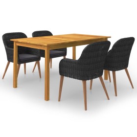 Juego de comedor para jardín 5 piezas negro de , Conjuntos de jardín - Ref: Foro24-3067824, Precio: 567,77 €, Descuento: %