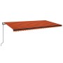 Toldo automático LED sensor de viento naranja marrón 600x350 cm de , Toldos - Ref: Foro24-3069255, Precio: 1,00 €, Descuento: %