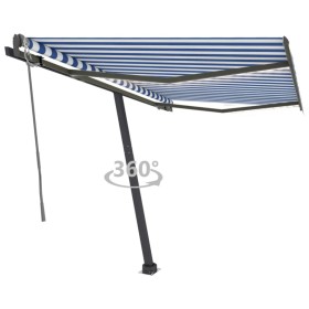 Toldo automático LED sensor de viento azul y blanco 350x250 cm de , Toldos - Ref: Foro24-3069731, Precio: 623,60 €, Descuento: %