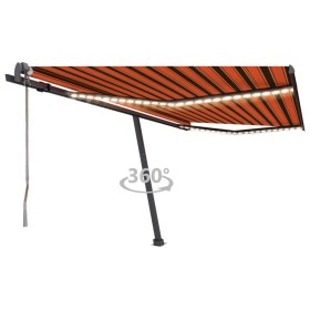 Toldo automático LED sensor de viento naranja marrón 400x350 cm de , Toldos - Ref: Foro24-3069835, Precio: 938,00 €, Descuent...