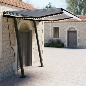 Toldo automático LED sensor de viento azul y blanco 3,5x2,5 m de , Toldos - Ref: Foro24-3070131, Precio: 614,04 €, Descuento: %