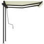 Toldo automático retráctil con postes color crema 3,5x2,5 m de , Toldos - Ref: Foro24-3070127, Precio: 493,22 €, Descuento: %