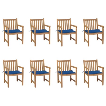 Sillas de jardín 8 uds madera maciza de teca cojines azul royal de , Sillas de jardín - Ref: Foro24-3073068, Precio: 1,00 €, ...