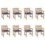 Sillas de jardín 8 uds madera maciza de teca cojines azul royal de , Sillas de jardín - Ref: Foro24-3073068, Precio: 1,00 €, ...