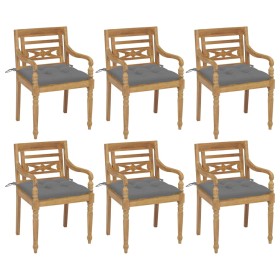 Sillas Batavia 6 unidades madera maciza de teca con cojines de , Sillas de jardín - Ref: Foro24-3073338, Precio: 759,73 €, De...