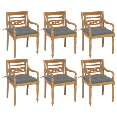 Sillas Batavia 6 unidades madera maciza de teca con cojines de , Sillas de jardín - Ref: Foro24-3073338, Precio: 759,73 €, De...