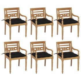 Sillas Batavia 6 unidades madera maciza de teca con cojines de , Sillas de jardín - Ref: Foro24-3073344, Precio: 760,73 €, De...