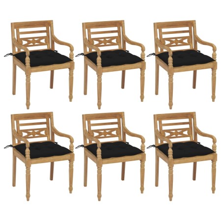 Sillas Batavia 6 unidades madera maciza de teca con cojines de , Sillas de jardín - Ref: Foro24-3073344, Precio: 760,73 €, De...