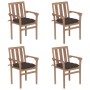 Sillas de jardín apilables 4 uds madera maciza teca con cojines de , Sillas de jardín - Ref: Foro24-3073402, Precio: 507,97 €...