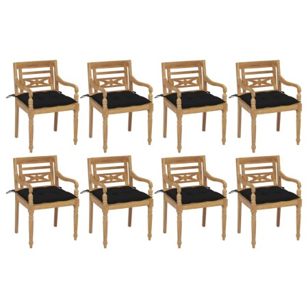 Sillas Batavia 8 unidades madera maciza de teca con cojines de , Sillas de jardín - Ref: Foro24-3073371, Precio: 1,00 €, Desc...