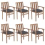 Sillas de jardín apilables 6 uds madera maciza teca con cojines de , Sillas de jardín - Ref: Foro24-3073421, Precio: 758,46 €...