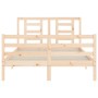 Estructura de cama con cabecero madera maciza 140x200 cm de vidaXL, Camas y somieres - Ref: Foro24-3194701, Precio: 122,61 €,...