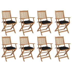 Sillas de jardín plegables 8 uds y cojines madera maciza acacia de , Sillas de jardín - Ref: Foro24-3075107, Precio: 396,52 €...