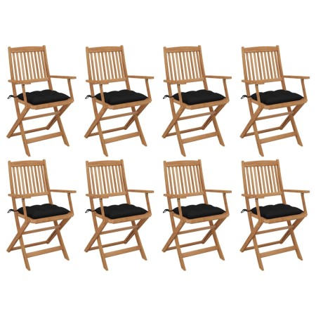 Sillas de jardín plegables 8 uds y cojines madera maciza acacia de , Sillas de jardín - Ref: Foro24-3075107, Precio: 396,52 €...