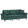 Sofá de 3 plazas con cojines terciopelo verde oscuro 180 cm de , Sofás - Ref: Foro24-3200957, Precio: 321,64 €, Descuento: %