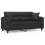 Sofá de 2 plazas con cojines cuero sintético negro 140 cm de , Sofás - Ref: Foro24-3200988, Precio: 231,62 €, Descuento: %