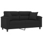 Sofá de 2 plazas con cojines tela de microfibra negro 140 cm de , Sofás - Ref: Foro24-3200974, Precio: 310,24 €, Descuento: %