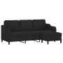 Sofá de 3 plazas con taburete de tela negro 180 cm de , Sofás - Ref: Foro24-3201139, Precio: 291,79 €, Descuento: %