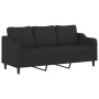 Sofá de 3 plazas con taburete de tela negro 180 cm de , Sofás - Ref: Foro24-3201139, Precio: 291,79 €, Descuento: %