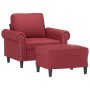 Sillón con taburete cuero sintético rojo tinto 60 cm de , Sofás - Ref: Foro24-3201203, Precio: 201,17 €, Descuento: %