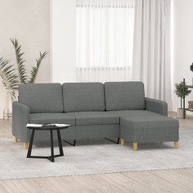 Sofá de 3 plazas con taburete de tela gris oscuro 180 cm de , Sofás - Ref: Foro24-3201193, Precio: 329,51 €, Descuento: %