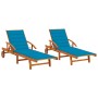 Tumbonas con cojines 2 unidades madera maciza de acacia de , Tumbonas - Ref: Foro24-3077334, Precio: 504,10 €, Descuento: %