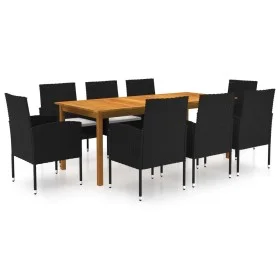 Juego de comedor de jardín de 9 piezas negro de vidaXL, Conjuntos de jardín - Ref: Foro24-3067929, Precio: 546,74 €, Descuent...