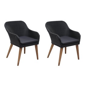 Sillas de jardín con cojines 2 unidades ratán sintético negro de , Sillas de jardín - Ref: Foro24-44153, Precio: 202,26 €, De...