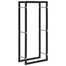 Leñero de acero negro 44x20x100 cm de , Bolsas y soportes de leña - Ref: Foro24-284700, Precio: 44,62 €, Descuento: %
